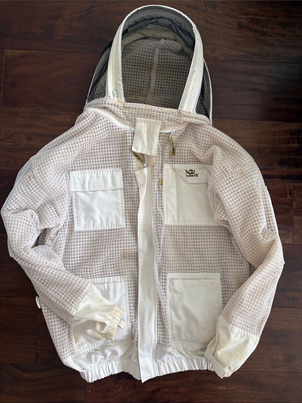 Men's White Lightweight Mesh Jacket with Hood